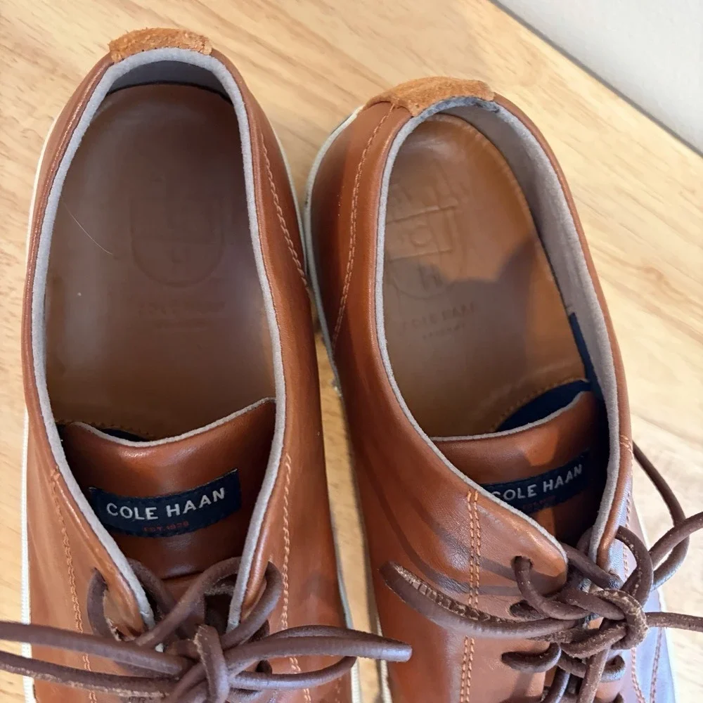 Cole Haan Trafton 9.5 Shoes‎ Brown Leather Sneakers Low Top Work Casual Lace Up